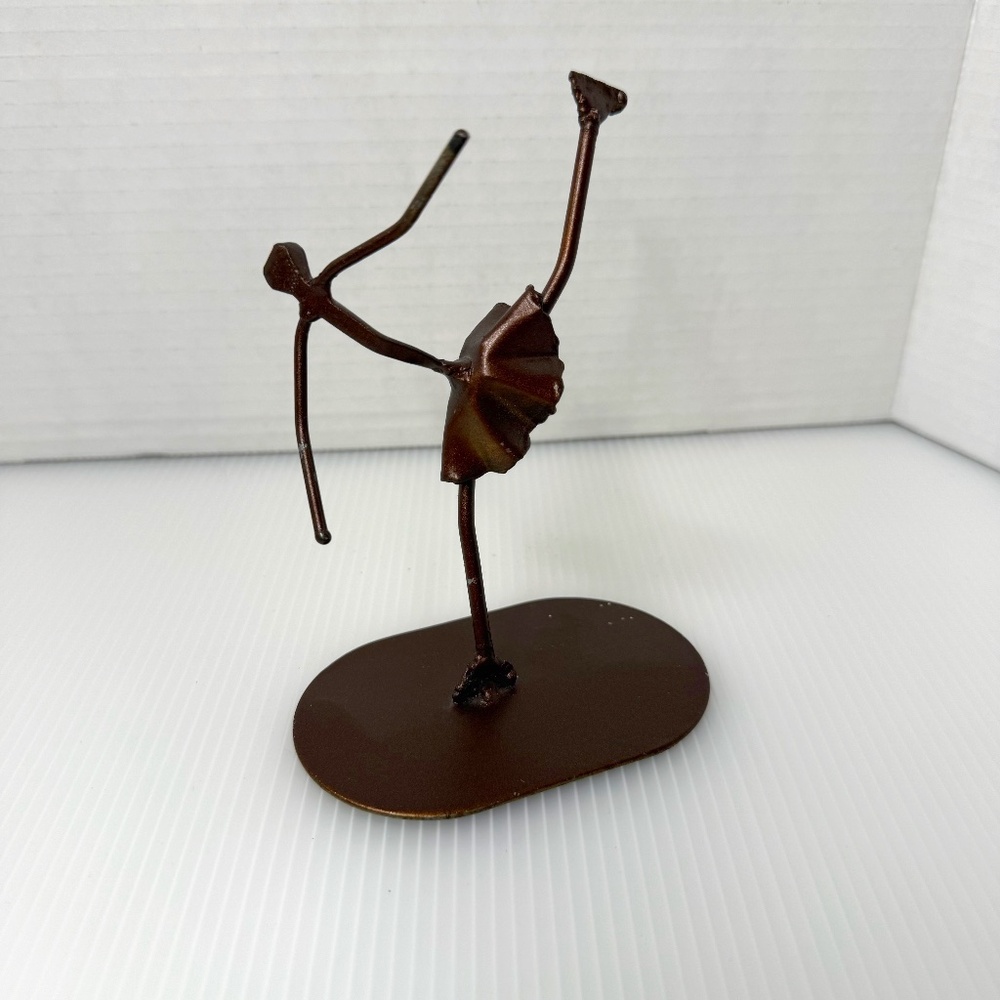 Handmade Welded Metal Figure Skater‎ Sculpture Folk Art 6" Unique